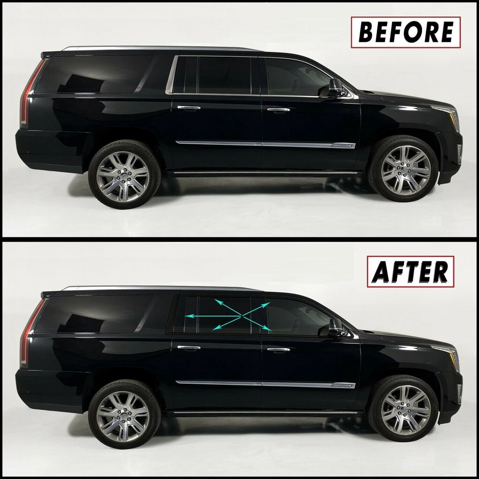 Superposición de apagón de eliminación de cromo para Cadillac Escalade ESV 2015-20 moldura de ventana Foto 1 de 3