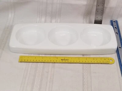 Crate & Barrel White Multipurpose Footed Onion Soup Bowls Mugs Tray Dish 3 slots - Image 1 of 4