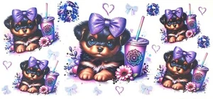 Cute Puppies Coffee Bows - 16 Oz UV DTF Transfer Vinyl Sticker - Decal Cup Wrap - Picture 1 of 1