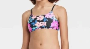 Girls' Floral Tropical Flower Print Bralette Swimsuit Top size L 10/12 art class - Picture 1 of 3