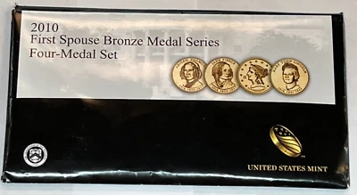 US Mint 2010 First Spouse Medals Series Set  4 Bronze Coins Complete w OGP. - Image 1 of 4