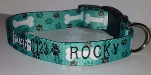 PERSONALIZED DOG COLLAR Patterned Pet ID Tag - Name and Phone! Design Your Own! - Picture 1 of 12