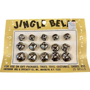 Campanas Jingle Vintage EE. UU. 15 Campanas 3 Tamaños Campana Criterio y Especialidad Org. Tarjeta - Imagen 1 de 5