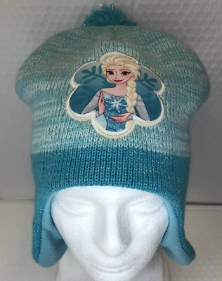 Disney Frozen Elsa Gorro Tejido Azul Medias Gorra con Pompón Foto 1 de 4