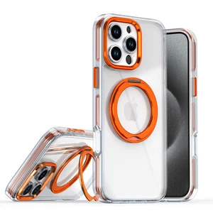 Magnetic Clear Case 360°Rotatable Ring Stand For iPhone 16 Pro Max 15 14 13 12 - Picture 1 of 17
