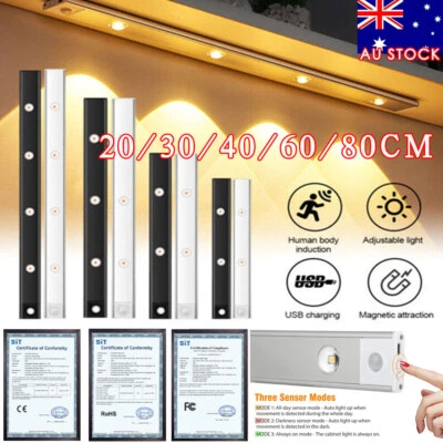 LED Motion Sensor Under Closet Light Magnetic Cabinet Dimmable Lamp Rechargeable - image 1 of 4