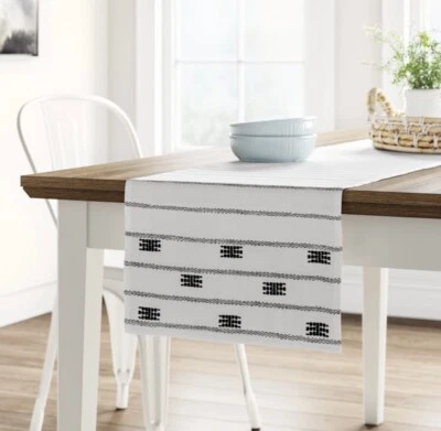 Threshold Cotton Global Black / White Table Runner  14" x 108" - Image 1 of 4