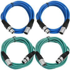 4 Pack of XLR Patch Cables 6 Foot Extension Cords Jumper 3 Pin - Various Colors