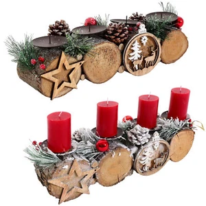 Adventsgesteck HWC-M14 + Kerzenhalter, Adventskranz Weihnachtsgesteck 12x41x12cm - Bild 1 von 14