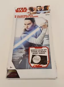 Star Wars 16 Valentines w 16 Scratch-Off Stickers for ages 3+ The Last Jedi NOS - Picture 1 of 4
