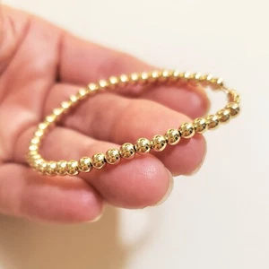 Bracciale con perline in oro giallo o rosa massiccio 14k aragosta media incordata catena 4mm - Foto 1 di 9