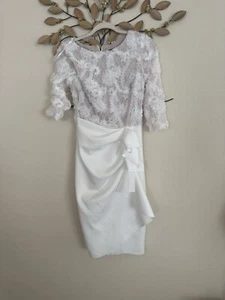 Ruffle Floral Appliqué Sheath Cocktail Dress Xscape Evenings - Picture 1 of 3