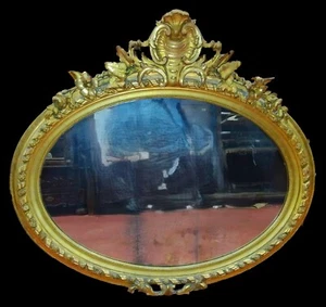 GRAND MIROIR ISABELINE. BOIS ET STUC DORÉS. MIROIR ORIGINAL. ESPAGNE. 19ÈME SIÈC - Picture 1 of 1