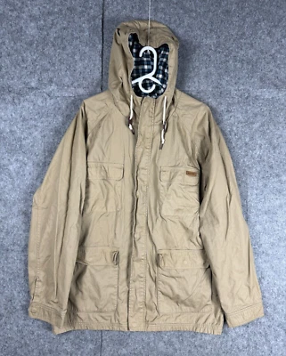 Volcom Jacket Men's XL Beige Chore Coat Full Zip Lined Hooded Pockets Military - Image 1 of 4