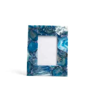 Blue Agate Photo Frame | Handmade Natural Stone Picture Frame | Luxury Decor - Image 1 of 4