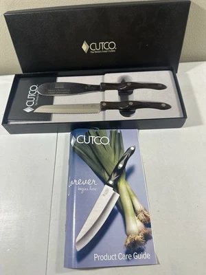 New CUTCO Santoku-Spatula Spreader 1768 Trimmer Knife 3721 Set ENGRAVED Brown - Image 1 of 4