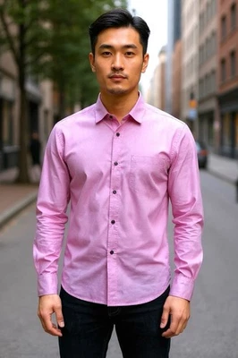 Camisa social masculina Eton contemporânea Salmon Gingham 39/15,5 gola/33 manga - Imagem 1 de 4