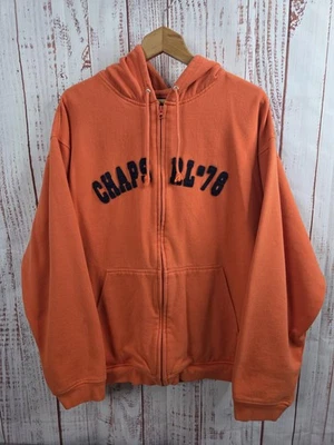 Chaps Ralph Lauren Hoodie Mens XL Orange Full Zip Fleece CHAPS RL '78 Applique - Image 1 of 4