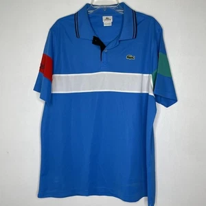 Lacoste Sport Polo Shirt Mens 7 2XL Stripe Colorblock Tennis Golf Performance - Picture 1 of 7