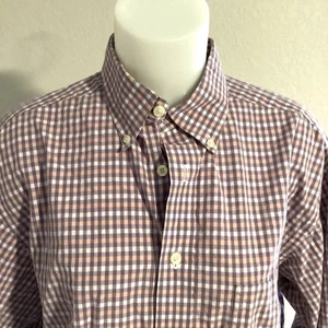 Roundtree & Yorke Button Down Hemd Herren Kleid Large Kariert Frühlingsfarben - Bild 1 von 17