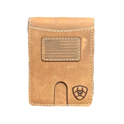 Cartera Ariat Western Clip para Dinero Doble Parche Bandera Marrón Medio - A3566144 Foto 1 de 3