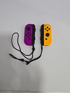 Nintendo Switch OEM Joy-con Neon Purple & Yellow Set Adult Owned TESTED - Picture 1 of 4
