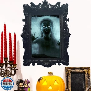 19.3 × 15.7 Inch 3D Halloween Wall Sticker Scary Woman Picking Photo Frame Wa - Picture 1 of 5