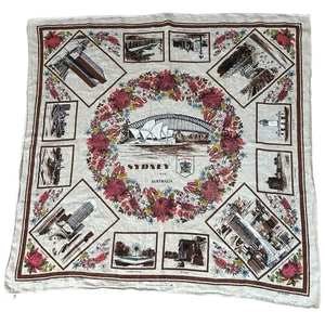 Vtg Heil Sydney Australia Pure Linen Table Cloth Wall Hanging Monuments 48”x47” - Picture 1 of 11