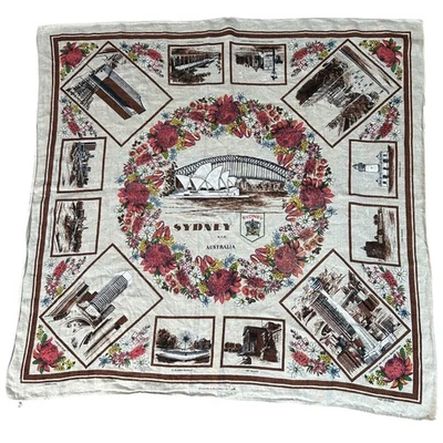 Vtg Heil Sydney Australia Pure Linen Table Cloth Wall Hanging Monuments 48”x47” - Image 1 of 4