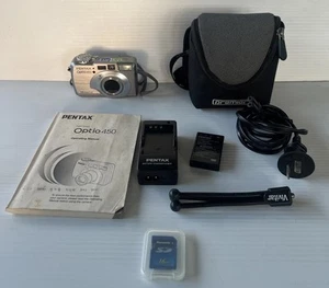 Pentax Optio 450 4.0MP Digital Camera Tested & Working Comes With Extra Battery - Foto 1 di 14