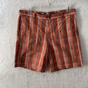 Tommy Bhama Mens Chino Shorts Clay Orange Check 36 Silk Cotton Button Zipper - Picture 1 of 10