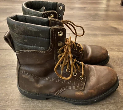 Montblanc Hombre 9.5 D, Cuero Marrón Botas de Trabajo de Combate! Foto 1 de 4