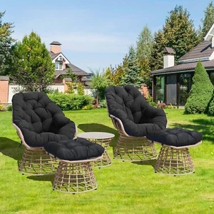 5X Swivel Chairs Outdoor Patio Furniture Sets 360° Swivel Wicker Chair and Table - Picture 1 of 9