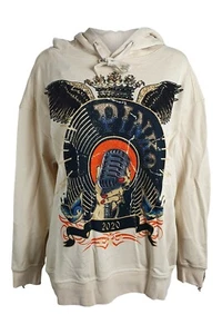 PINKO Beige 2020 Tobasco Cotton Tassel Trim Hoodie (L) - Picture 1 of 6