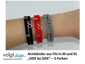 Armband SIDE BY SIDE Filz Magnetverschluss Platin Unendlich Geschenk Größe M/XL - Bild 1 von 6