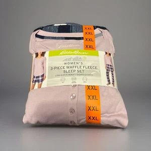 XXL EDDIE BAUER Ladies Womens 3 PIECE FLEECE PAJAMAS PJs PURPLE 2X - Picture 1 of 4