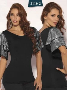 New Women Sexy Colombian Blouse Top Dressy Blusa Colombiana Black 3110 - Picture 1 of 2