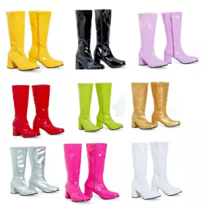 Mujeres Fiesta GOGO Botas Cierre con Cremallera Retro Fiesta Sexy Hasta la Rodilla Tacón Bloque - Imagen 1 de 23
