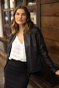 Chaqueta de cuero suave de piel de cordero Mauricio para mujer - Imagen 1 de 3