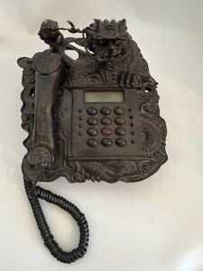 Vintage Chinese Dragon Hand Carved Wood Landline Telephone - Works/Tested - S033