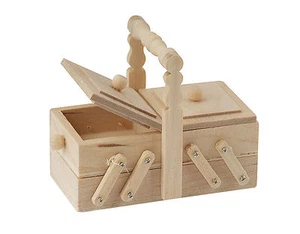 Caja de costura de madera para casa de muñecas vacía acabado natural apertura escala 1:12 039 tumdee - Imagen 1 de 6