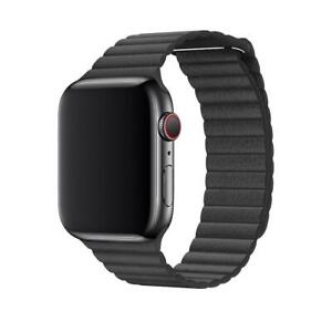 Genuine Apple Watch 42mm/44mm/45mm Leather Loop Watch Band Strap - Large - Black