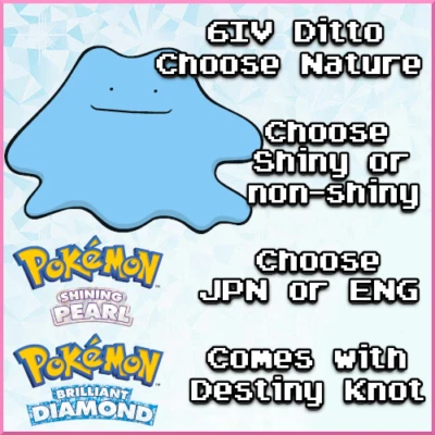 Shiny Japanese 6IV Ditto or English Pokemon Brilliant Diamond Shining Pearl BDSP