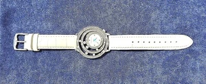 JEWELED MARC ECKO LADIES WRISTWATCH WITH ORIGINAL MARC ECKO WHITE LEATHER BAND - Picture 1 of 8