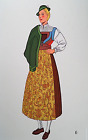 Vintage Colour Print. Peasant Costume from Buchenstein, Tyrol, Austria. VG.