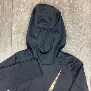 nike dri fit Hooded Pullover 7 Boys Large Black Shirt Lightweight Active Stretch - Picture 1 of 6