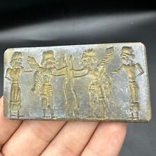 Old Ancient Sumerian King With Wings Meeting Scene Intaglio Tablet