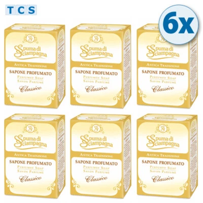 6x SPUMA DI SCIAMPAGNA Sapone profumato, traditionelle Seife fein duftend, 90g
