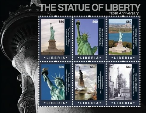 Liberia - 2011 - STATUE OF LIBERTY 125TH ANNIVERSARY - Sheet of 6 Stamps - MNH Cover