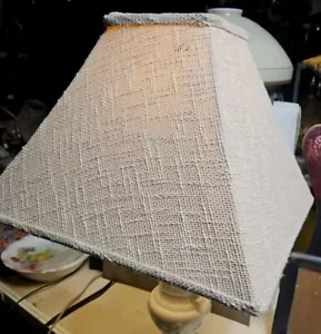Vtg Oversized Medium Square Lamp Shade Stitched Cotton, True Vintage 6x11x14 - Picture 1 of 9